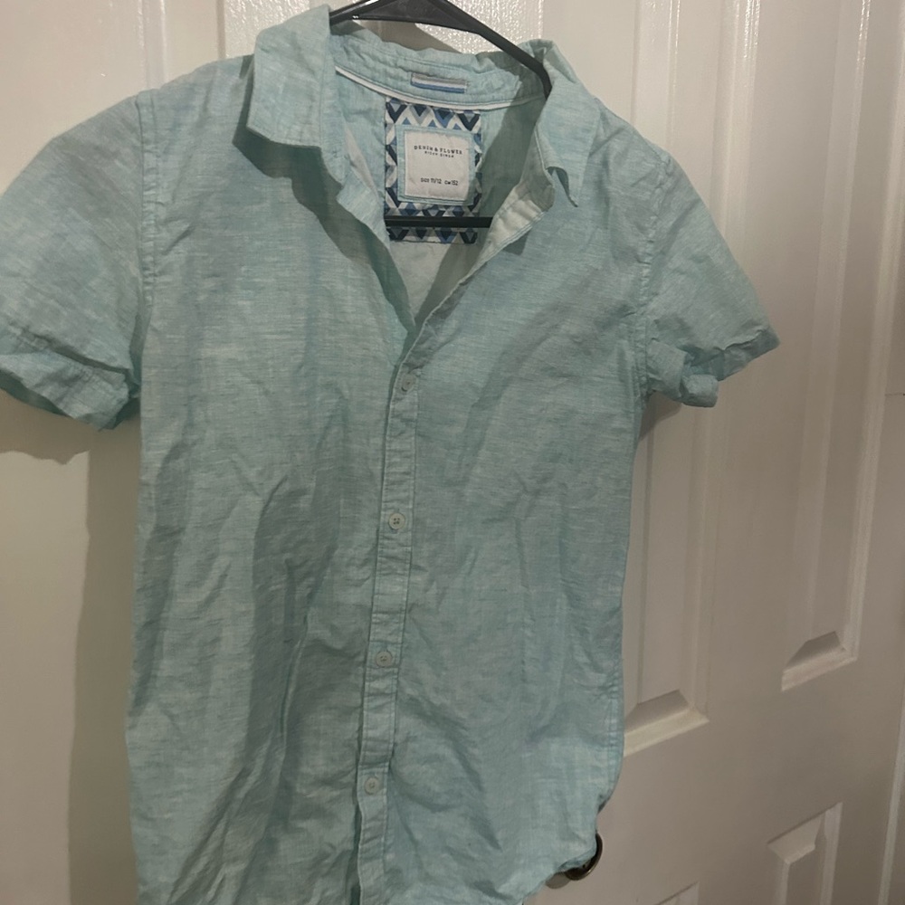 Denim & Flower Blue Casual Button Down Shirt